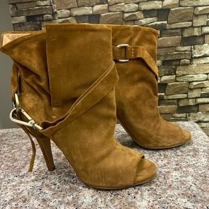 Maison Martin Margiala Brown Leather Open Toe Ankle Boots Size US 8/ EU 39